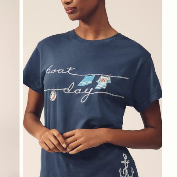 Anthropologie Letluv Summer Day Graphic Tee - Boat Day Size M NWT - Picture 2 of 12
